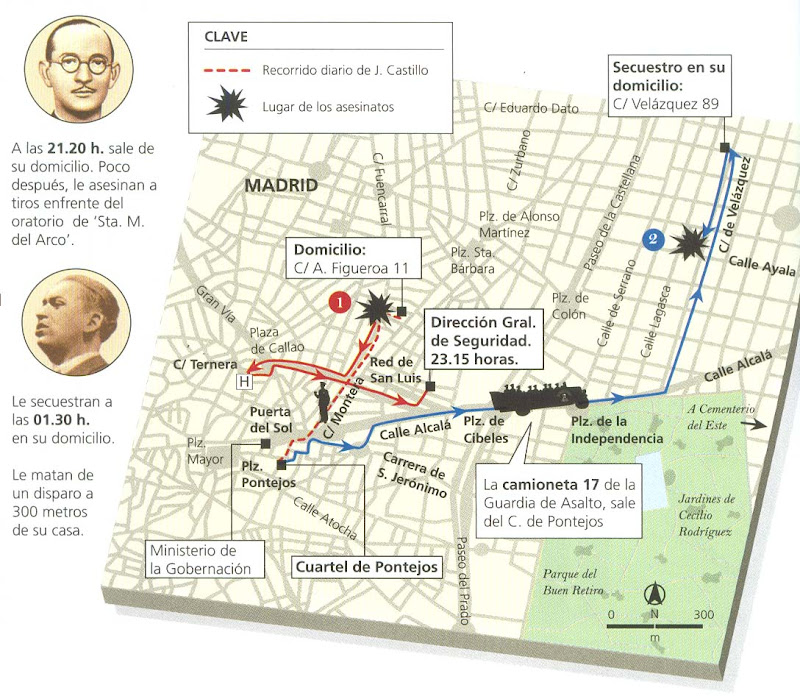 Mapa El asesinato del Teniente Castillo y de Calvo Sotelo El